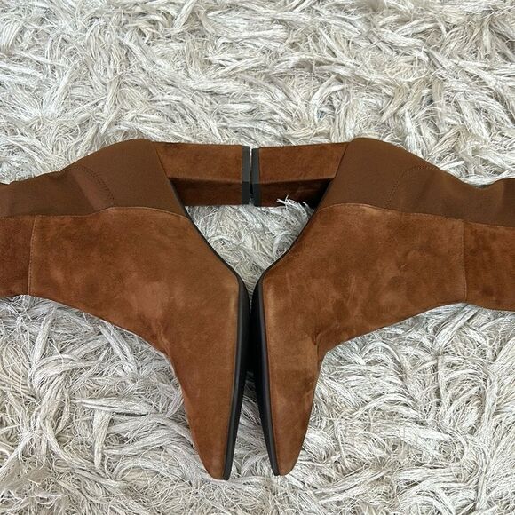 NWOB Stuart Weitzman Carly 5050 Suede Stretch Over The Knee Boots in Coffee sz 5 - Picture 7 of 11